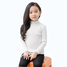 Свитер для девочек детский пуловер с длинными рукавами и высоким воротником толстый теплый свитер в Корейском стиле