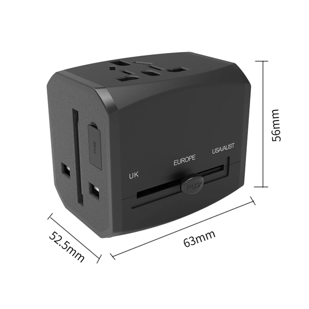 YIMAKER, универсальный адаптер для быстрой зарядки с двойным USB TYPE-C 4A, для путешествий за рубежом, бытовая вилка, сша/австралия/ес/великобритания