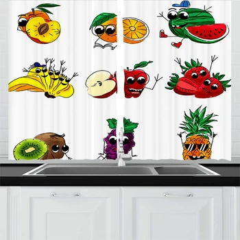 

Various Fruit Kitchen Curtains Blackout Short Room Home Decorations Curtains Home Soft Window Banana Apple Bathroom Curtains