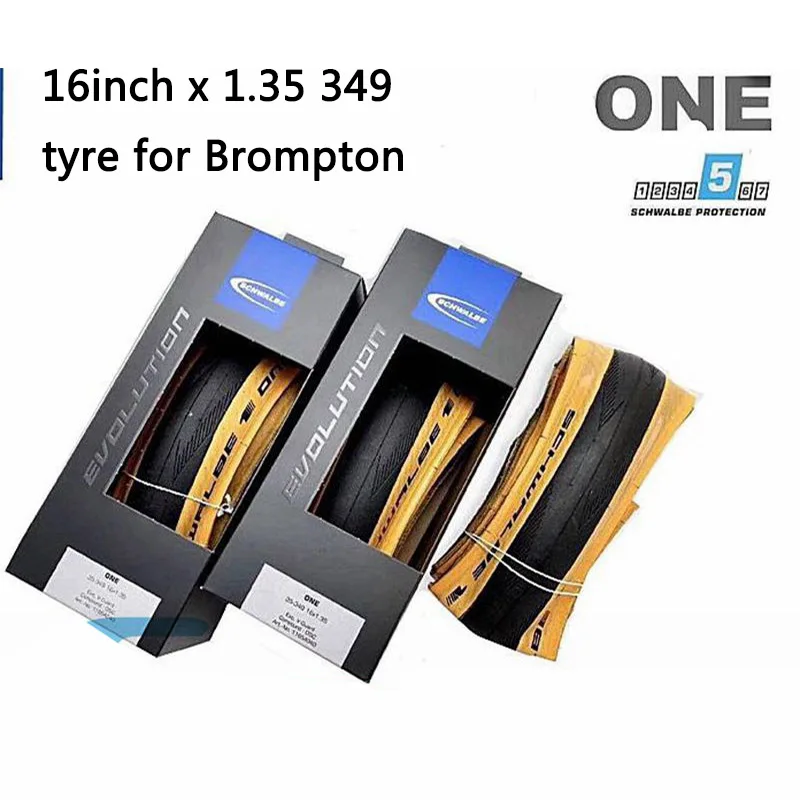 SCHWALBE One 35-349 16x1 1/3 for Brompton Bike Foldable Tire Retro Yellow Side 16 Inch EXO Ultralight | Спорт и развлечения
