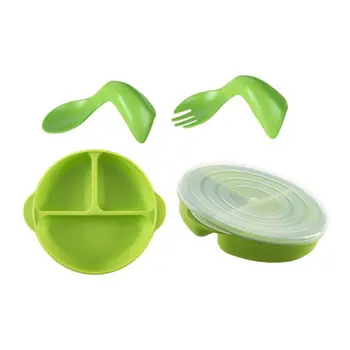 

4Pcs/Set Baby bowl+fork Feeding Food Tableware Cartoon Bear Kids Dishes Eating Dinnerware Training Dinner Plat