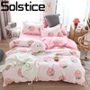 Solstice Home Textile Girl Kids Bedding Set Honey Peach Pink Duvet Cover Sheet Pillowcase Woman Adult Beds Sheet King Queen Full 1