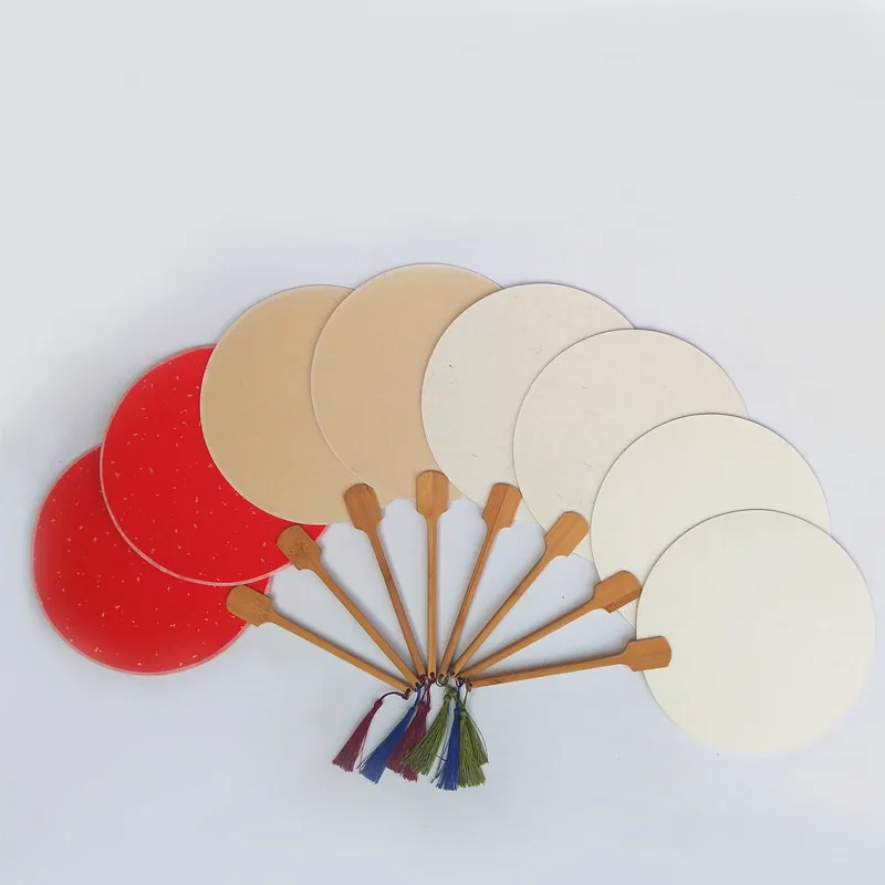 

Rice Paper Blank Circular Painting Fan Creation Watercolor Diy Red Vintage Fan
