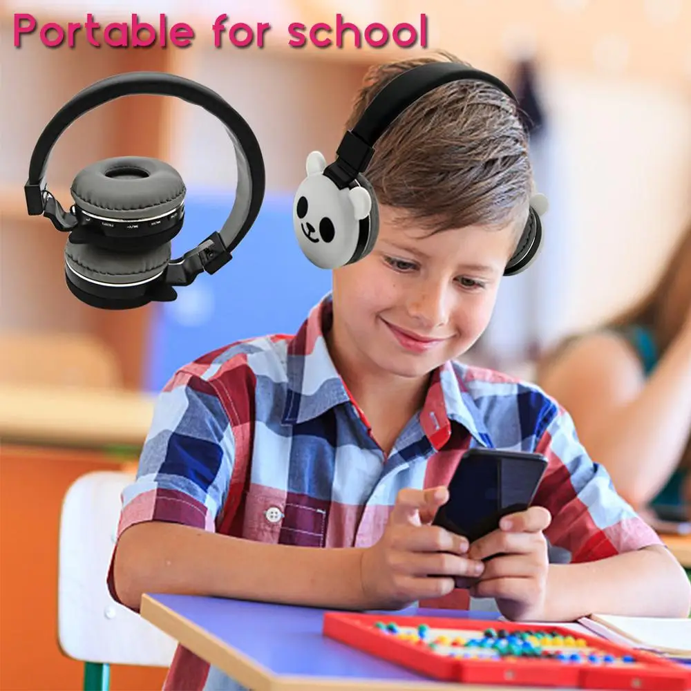 Wireless Bluetooth 4.2 Foldable Cat Ear Cute Headphones For Kids Girl Stereo Head-Mounted Headset With Microphone Support NFC