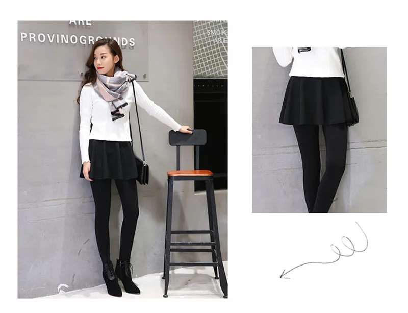Winter And Spring Bubble Skirt Fake Two Bottomed Women Pants Thickened Leggings Seamless One-piece Trouser Skirt Women legging crossover leggings