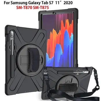 

Case For Samsung Galaxy Tab S7 2020 SM-T870 SM-T875 T870 T875 11\" Cover With Pencil Holder Funda Hard Stand With Wrist Strap