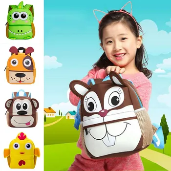 

2020 New 3D Animal Children Backpacks Animal Print Girl Boys Backpack Neoprene Toddler Kids School Bags Kindergarten Cartoon Bag