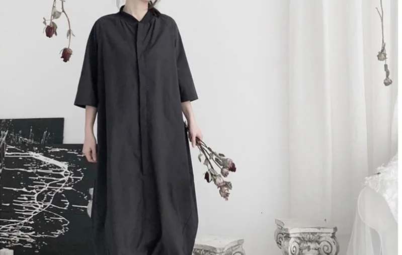 [EAM] Loose Fit Women Black Long Wide Leg Jumpsuit New High Waist Pocket Stitch Pants Fashion Tide Spring Autumn 2020 19A-a632