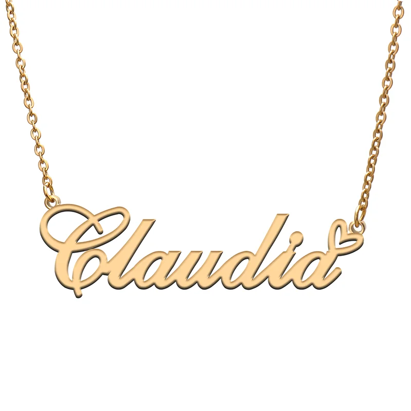 con etiqueta con nombre de Claudia, colgante personalizado, joyería, regalos para mamá, hija, cumpleaños, fiesta de navidad|Colgantes| - AliExpress