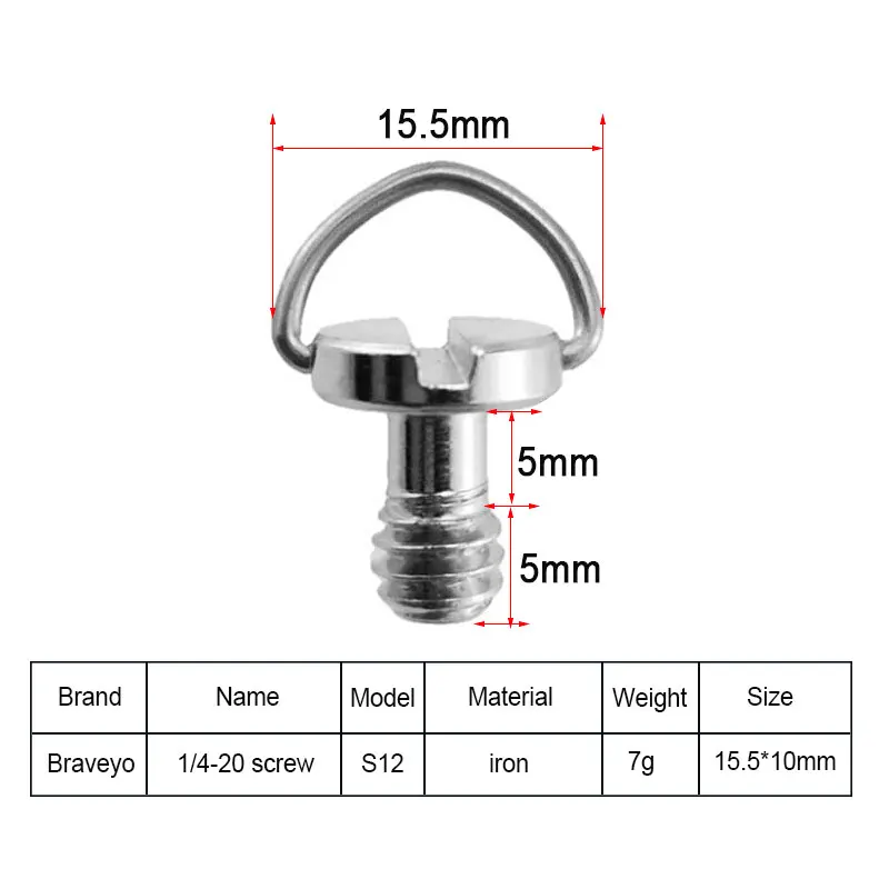 Description Picture 5 of item5PCS/lot 1/4 3/8 Inch Camera Plate Screw Quick Release Dslr Fixing Screw Universal Photography Accessories For Ballhead Tripod