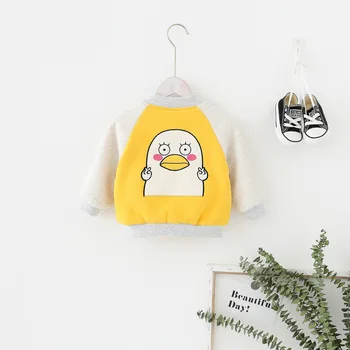 

2019 Kids Clothes Boys Jackets Children Baseball Zipper Cartoon Baby Fashion Print Coat Infant Plus Velvet For Children Girls