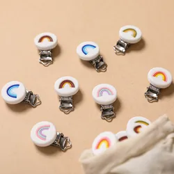 Clips de silicona para chupete de bebé, juguete de dentición para bebé, soporte de cadena, sin BPA, arcoíris, DIY, 5 uds.