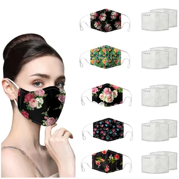 

5PC mask +10PC Filters Unisex Reusable Washable Cloth mouth Cover Mask For Adults Men Women face mask fashion mascarilla 729