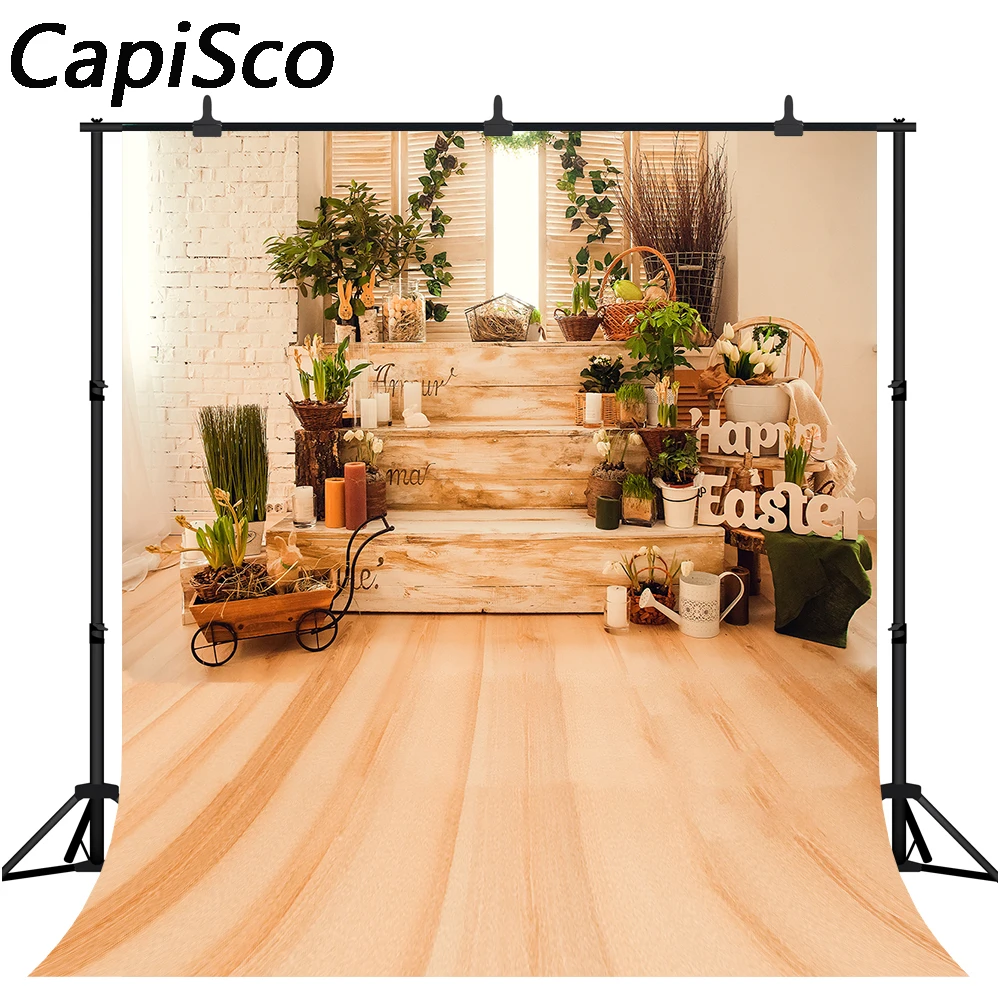 

Capisco Photography Background Spring Easter Rabbits Wood Decorations Newborn Portrait Birthday Backdrop Photo Studio Props