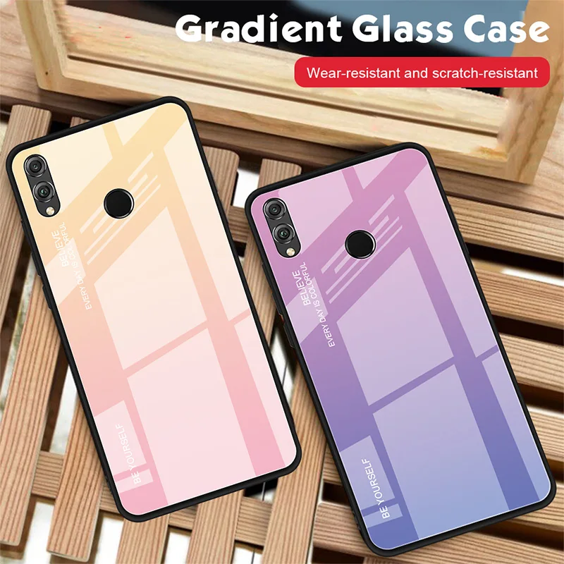 Hard Glass Phone Case For Huawei Honor 20 9X 8A 7C Pro 5.99 Soft Tpu Protective Cover 8S 7S 8X Max 7A Back Shell |