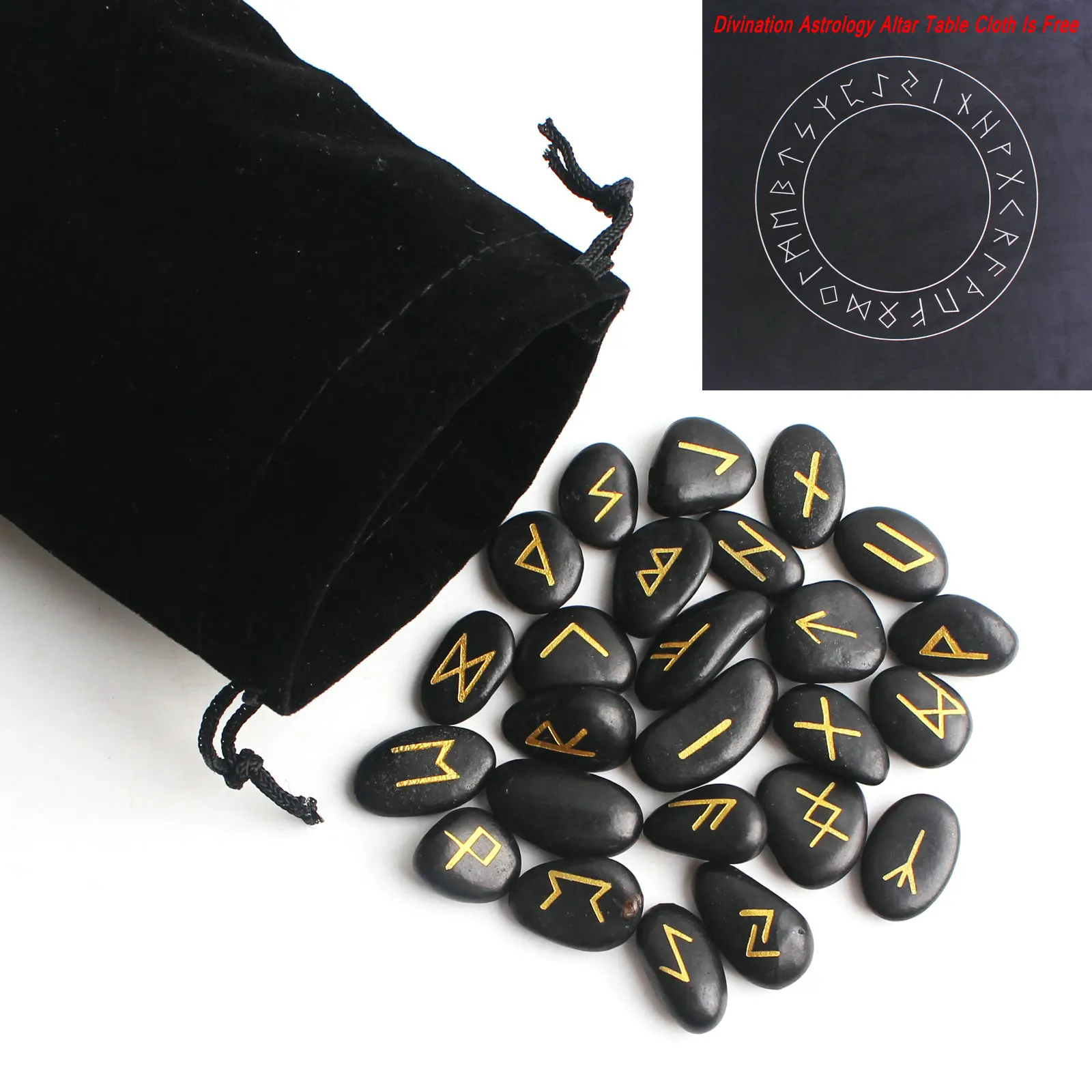 25Pcs Natural Black Riverstones Chakra Divination Rune Crystal Freedom Shaped Pendant Stone Gemstone Healing Stone Decor