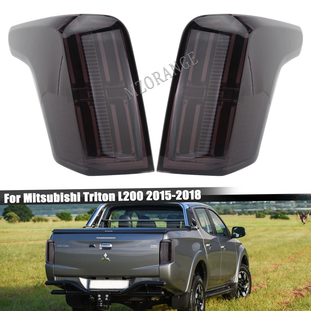 

2Pcs LED Rear Tail Light For Mitsubishi Triton L200 2015-2018 Stop Warnning Brake Lamp Turn Signal Black Car Accessories