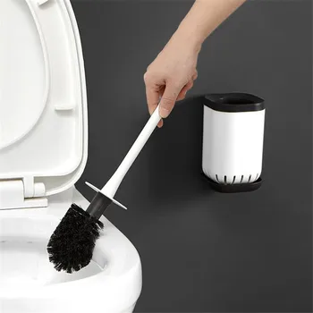 

Plastic Toilet Brush Soft Bristle Bathroom Toilet Brush Holder Set Clean Tool Durable Toilet Cleaning Brush Set