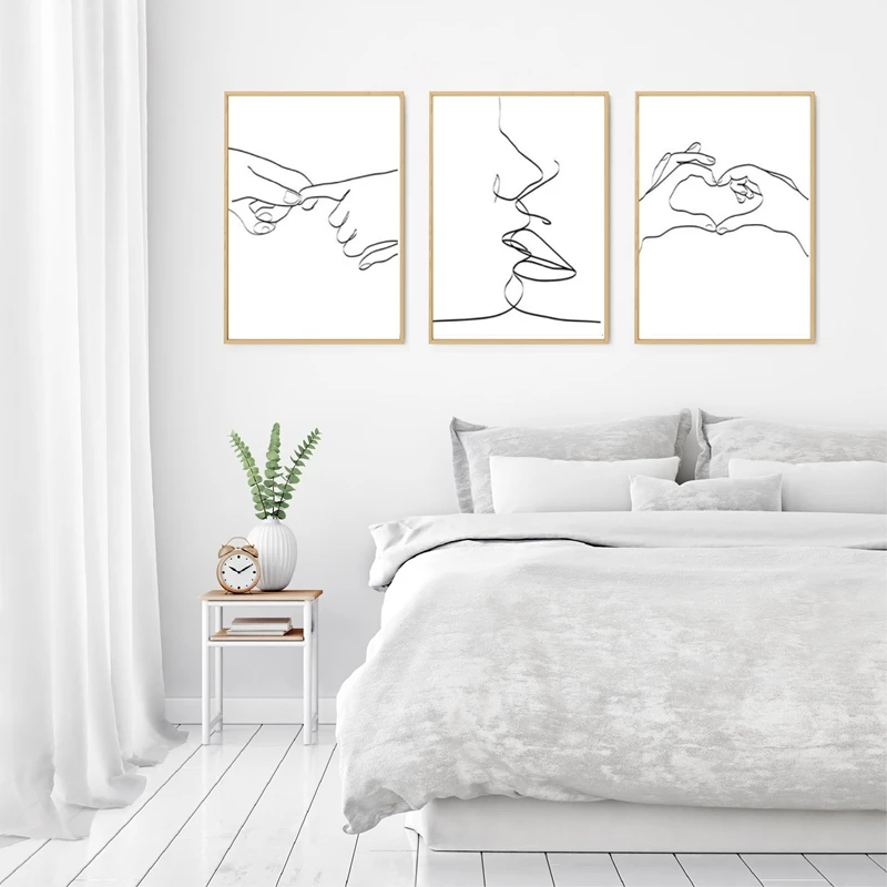 Heart-Hands-Kiss-Prints-Romantic-Wall-Art-Poster-Couple-Canvas-Painting-Love-Sketch-Line-Drawing-Holding (3)