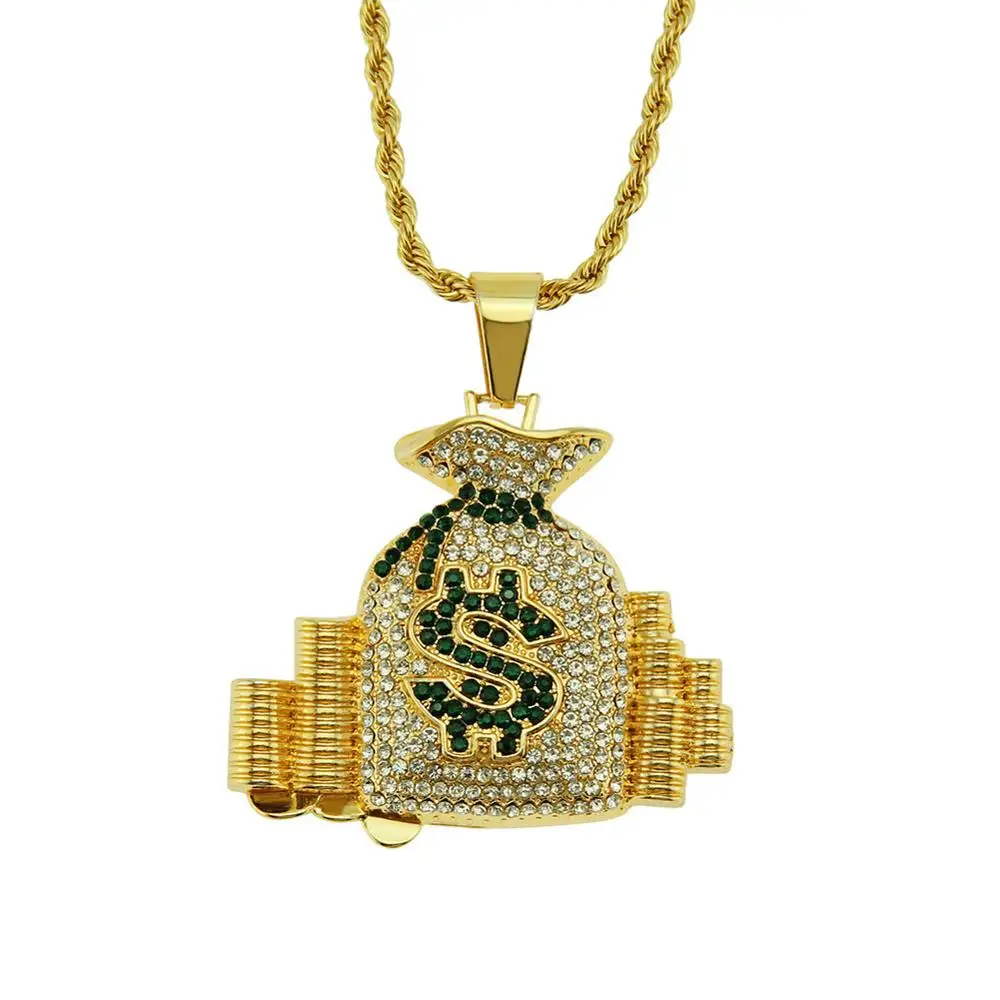 Bling хип хоп доллар $ Символ подвеска для дамской сумочки iced out кубического
