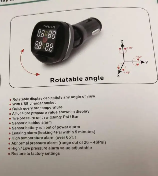 Tyresafe TP210 TPMS с USB гнездо шин Система контроля давления в шинах монитор Поддержка Бар и PSI