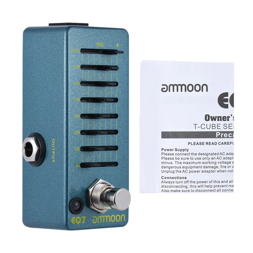Ammoon EQ7 гитара ручной работы, эквалайзер для езды на велосипеде 7-полосным эквалайзером Алюминий корпус из сплава байпасс