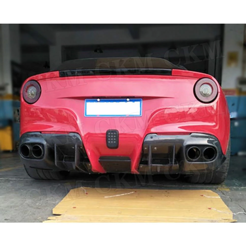Углеродного волокна рассеиватель задней губы спойлер чехол для Ferrari F12 Berlinetta 2013 плавники Акула Стиль скольжения бампер пластина