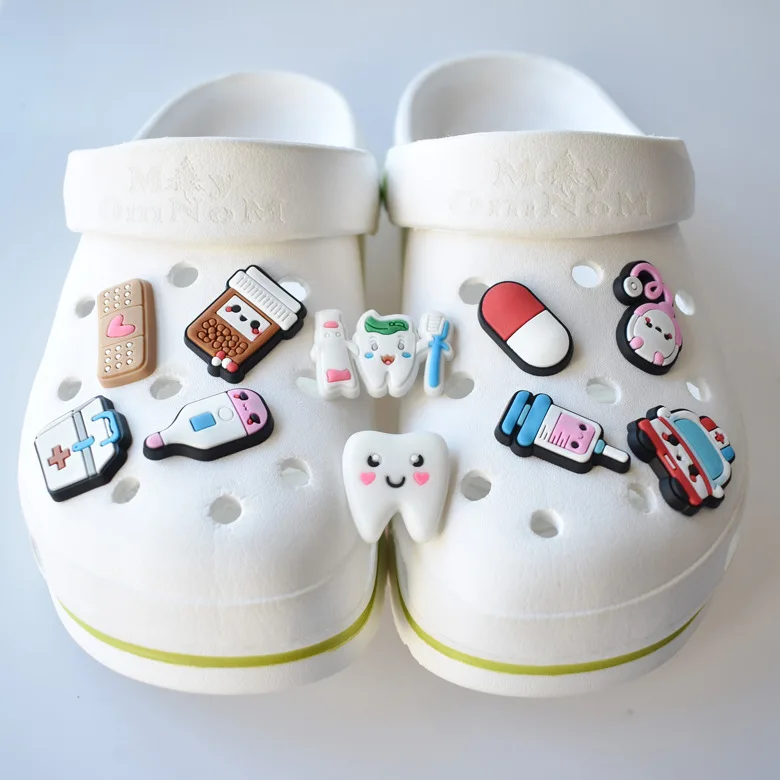 CSBL Cartoon Medical Shoe Ornament Removable PVC Flexible Glue Buckle Eva Sandals Croc Ornament Embroidery Shoes Decorations