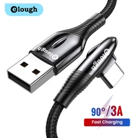 Elough-Cable USB tipo C para teléfono móvil, cargador rápido de 90 grados, 3m, 1m, para Xiaomi Mi 8, Samsung Galaxy S10 Plus, USB-C