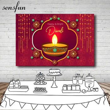 

4 Options Happy Diwali Photography Backdrop Festival Of Lights Backgrounds Photo Studio Gold Lotus Party Decorative Props Banner