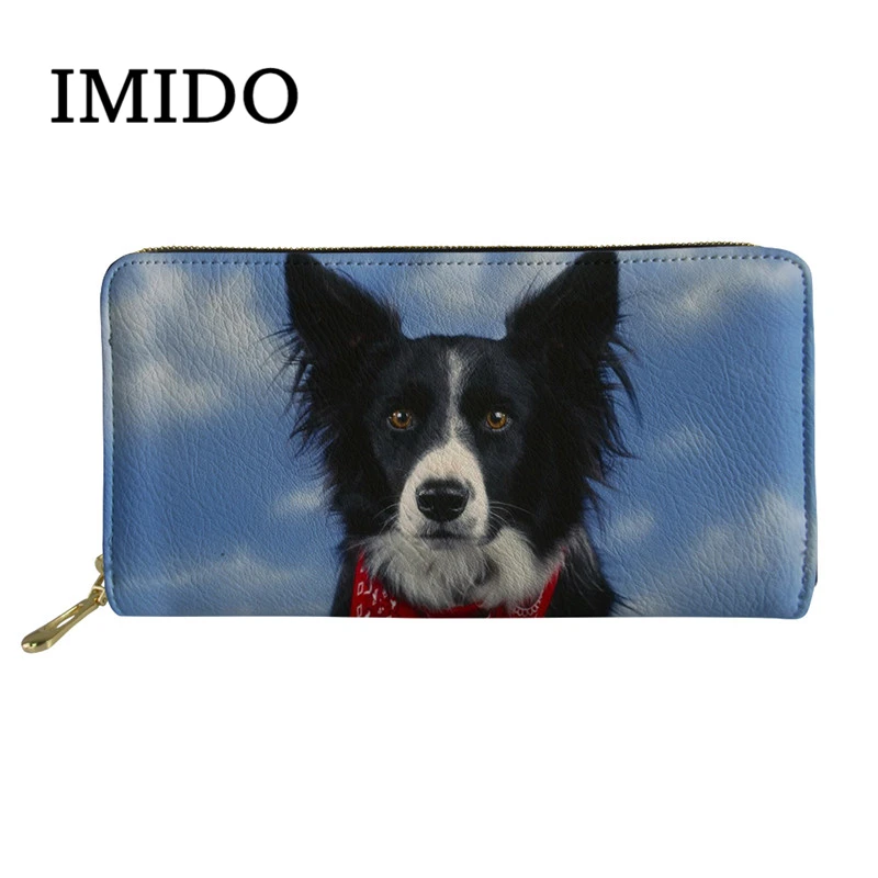 IMIDO Роскошный кошелек для женщин, бордюр, с 3D принтом, черный кошелек, дизайнерские кошельки, известный бренд, Женский кошелек с собакой, Carteras - Цвет: WLL1137Z21