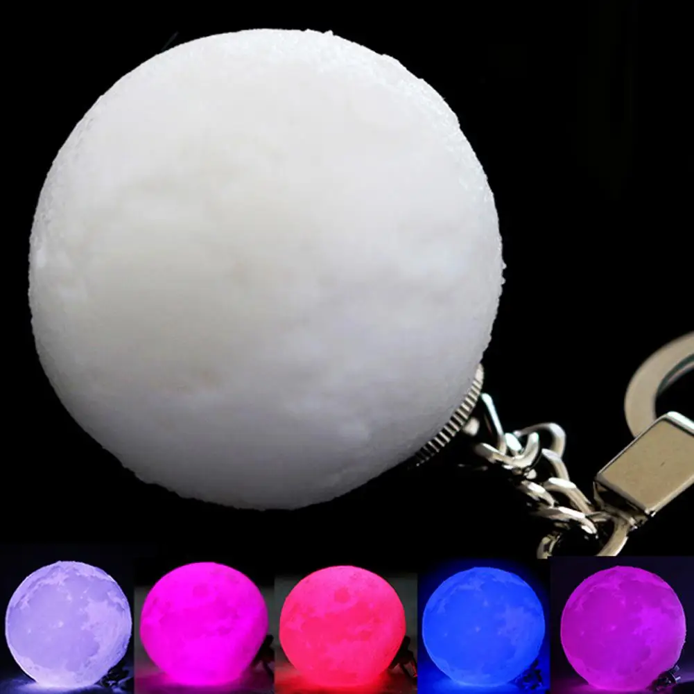 

Portable 3D Printed Moon Night Light LED Ball Lamp Keychain Key Ring Decor Gift