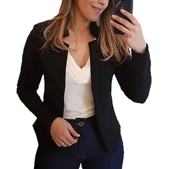 

ROPALIA Women Office Work Wear Elegant Ladies Business Suit Long Sleeves Cardigan Jacket Female Suit