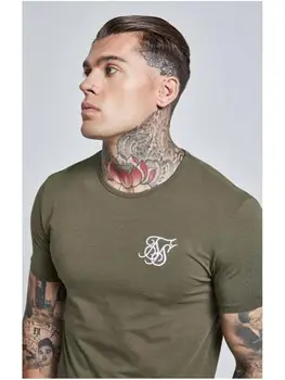 

SikSilk Khaki Basic Tee White Logo Men's T-Shirt