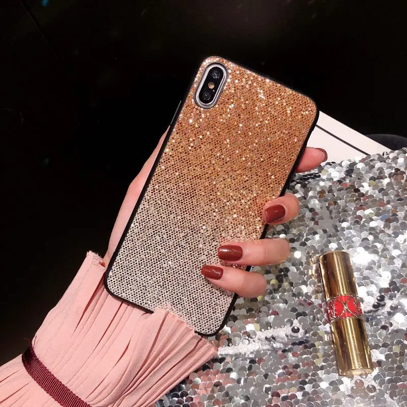 Роскошный блестящий чехол для iPhone 6, 6s, 7, 8 Plus, X, XS, Max, XR, блестящий мягкий пластиковый чехол с блестками, гелевые ТПУ чехлы накладки - Цвет: Yellow