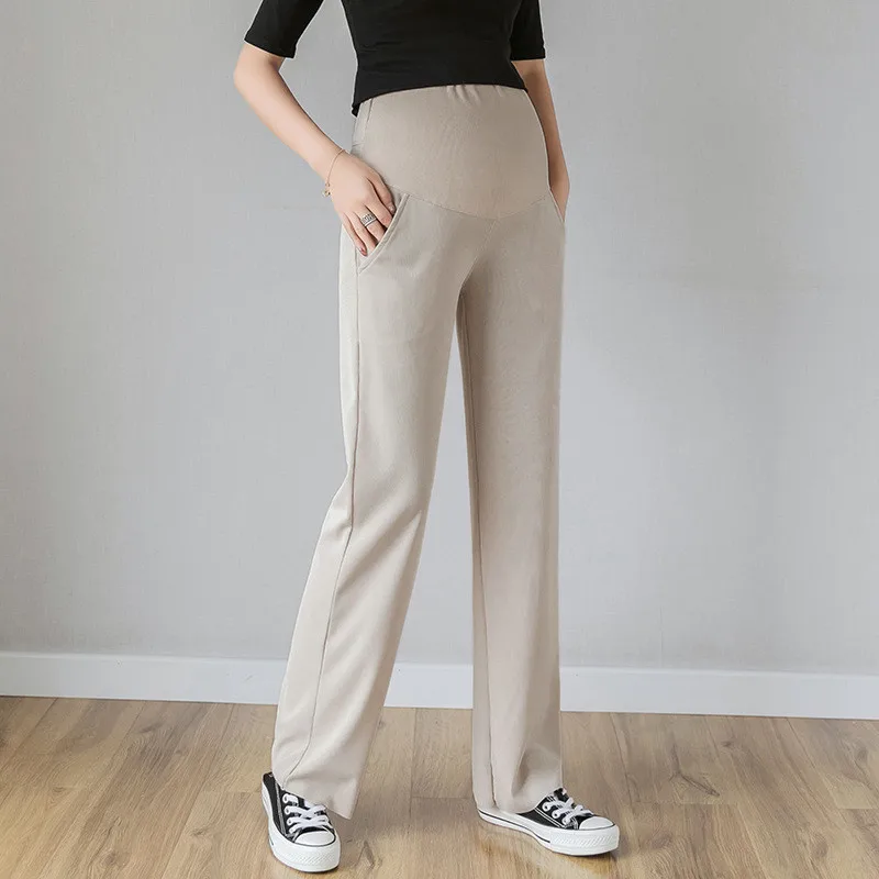 High Waist Belly Pant Maternity Legging Pant New Fashion Ice Silk Loose Pregnant Women Pant Trousers Pregnancy Clothes Plus Size loose maternity strap belt bib pant pregnant trousers suspenders for pregnant women overalls rompers jumpsuit clothes plus size