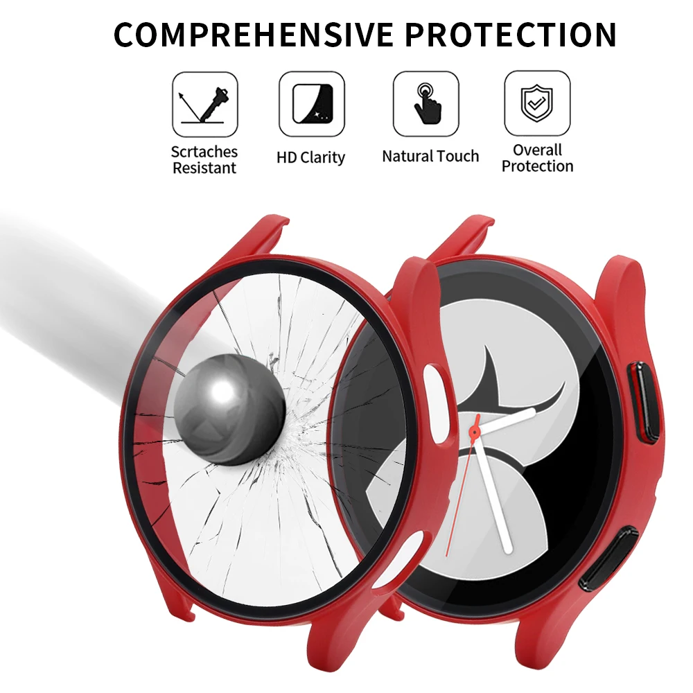 Case+Glass Cover for Samsung Galaxy Watch 4 40mm 44mm PC Matte Case Protective Bumper Shell Watch Accessories 2021 New