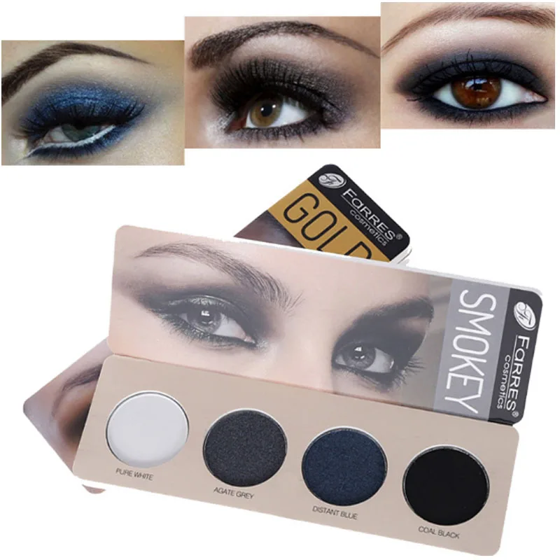 

Farres smoky eyeshadow palette 4 colors earth nude blue grey purple pigment waterproof long lasting matte eyeshadow powder AM137