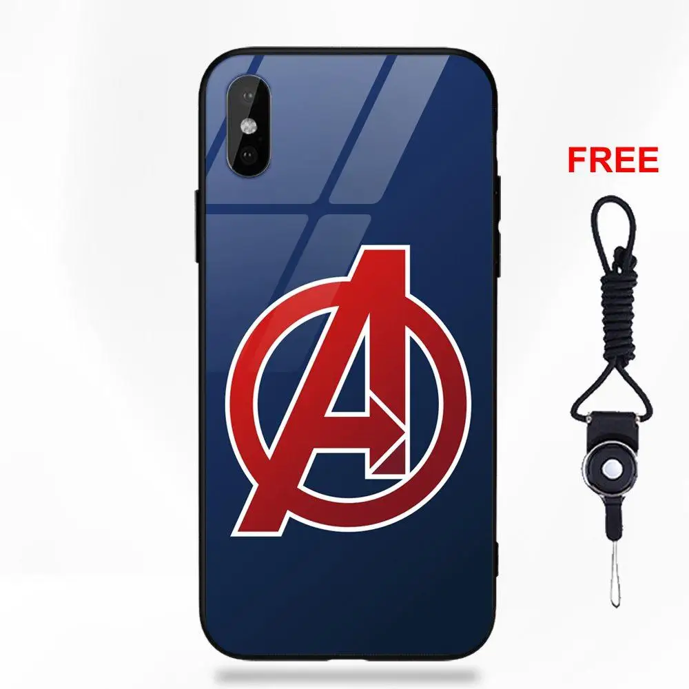 Американский комиксы Marvel Мстители логотип для Galaxy S8 S9 Plus для Redmi 5 Note 5A 6 huawei Honor 7X P20 Lite mate 10 Pro стеклянный чехол - Цвет: as picture