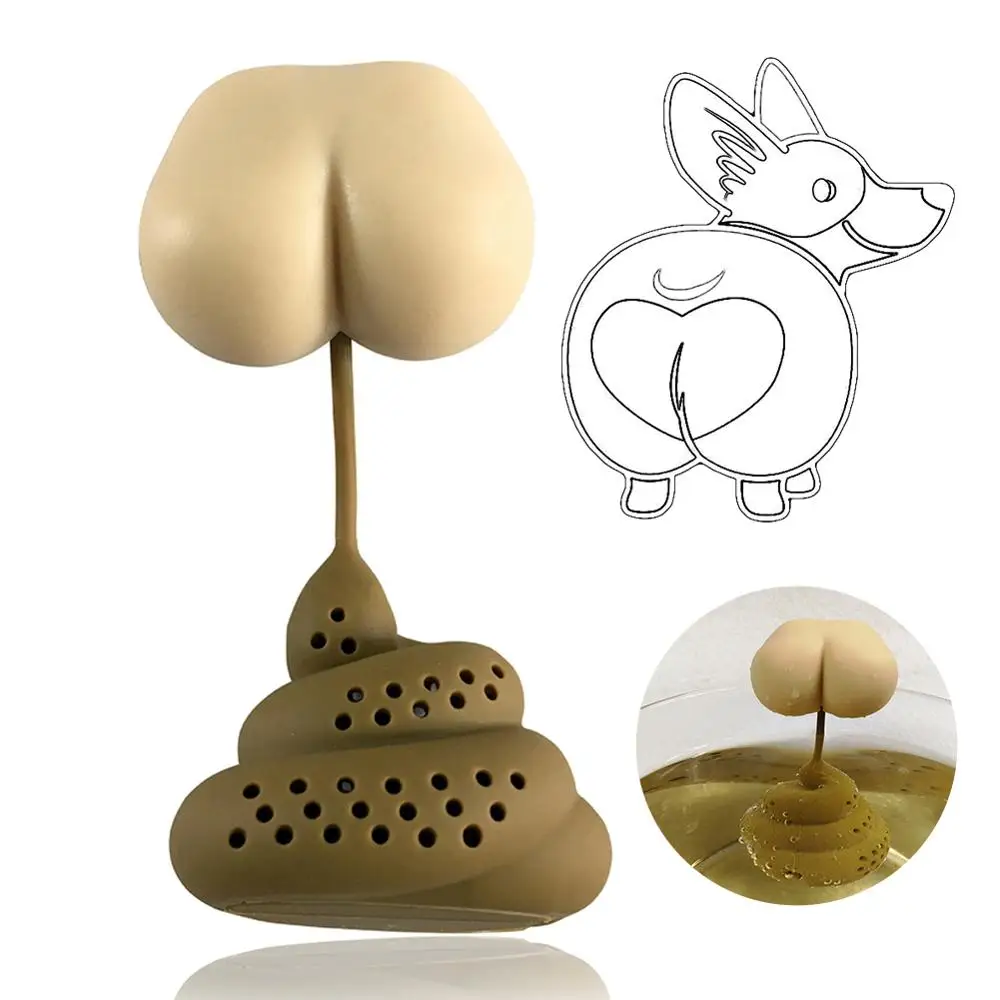Poop Shape Reusable Silicone Tea Strainer Funny Herbal Spice Filter Leaf Infuser Diffuser Accessories | Дом и сад