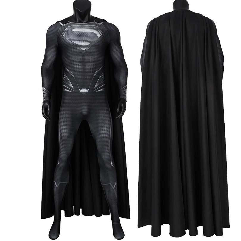 

Halloween Carnival Adult Superheroes League Super Boy Clark Kent Jumpsuit Cosplay Costume Printing Hero Bodysuit With Cloak