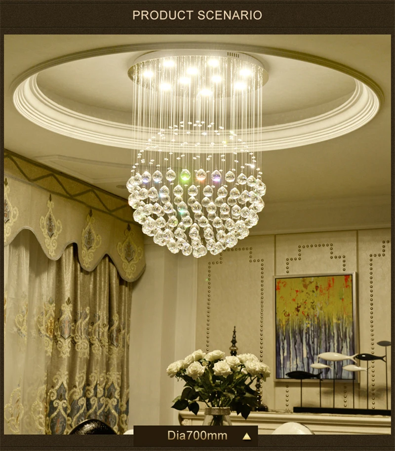 Современный светодиодный светильник K9, хрустальная люстра, подвесные лампы для лестниц, светильники с несколькими размерами переменного тока для внутреннего домашнего освещения
