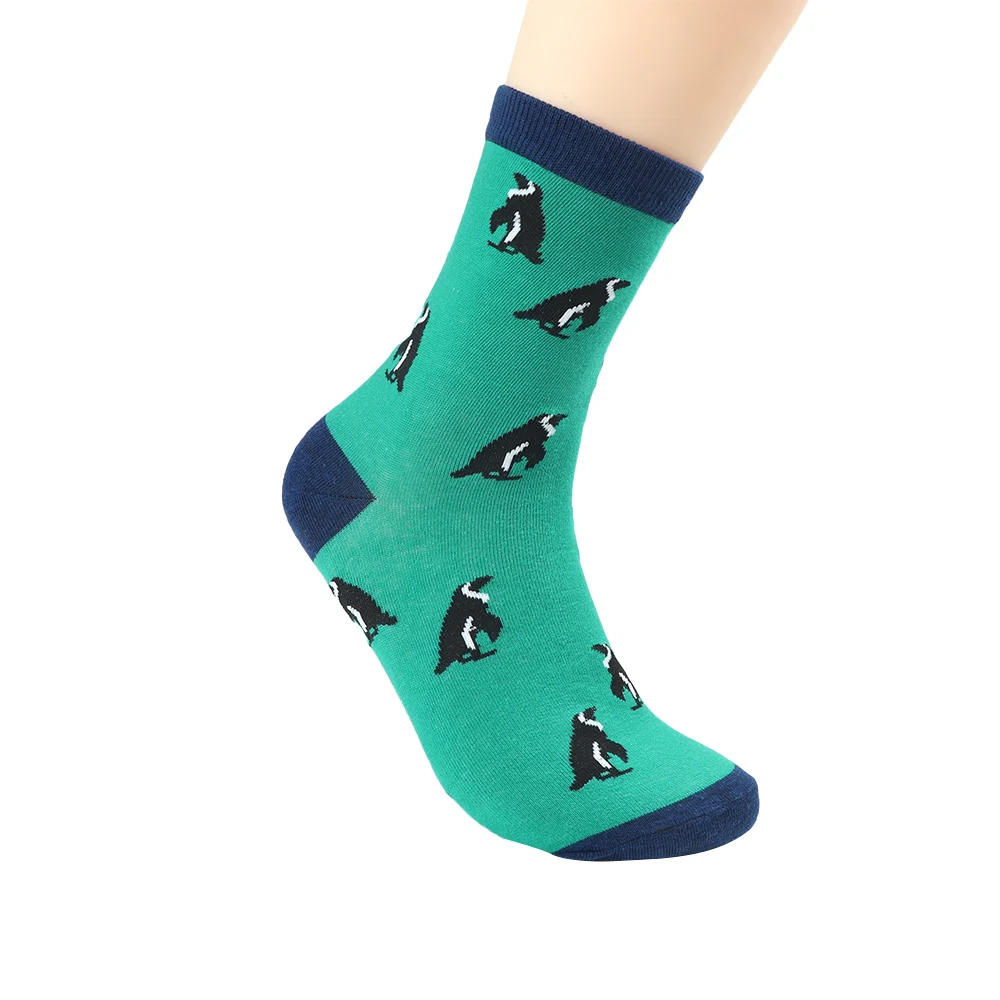 Harajuku милый пингвин с животным принтом для мужчин и женщин удобные носки из хлопка смешные короткие носки осень зима дышащие теплые носки - Цвет: green