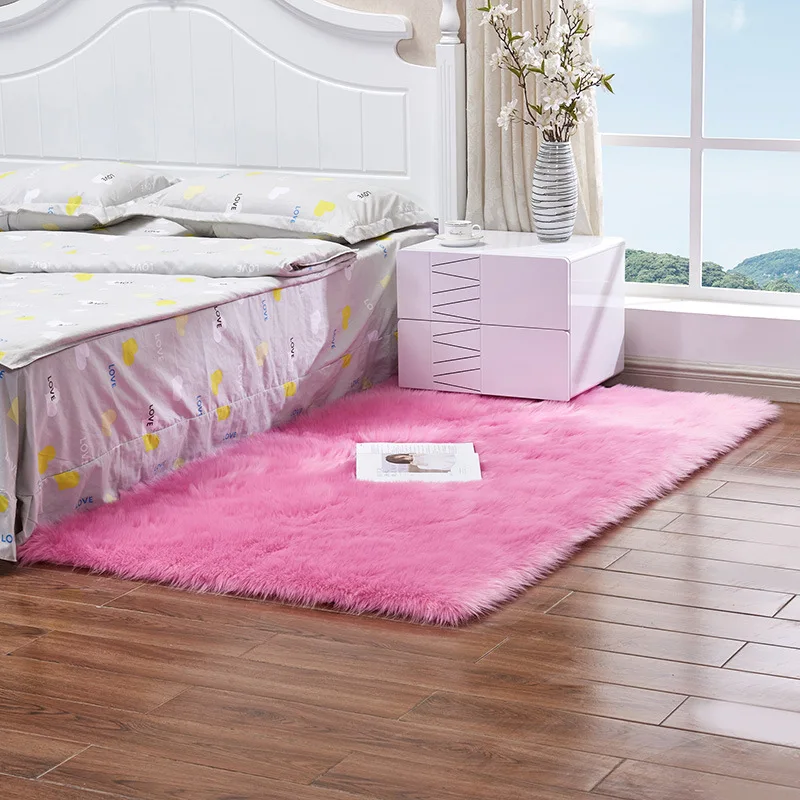 Ковер, ковер для гостиной, спальни, белый, розовый, овчина, мягкий коврик, коврик, нескользящий, моющийся, ковер, прямоугольник, на заказ - Цвет: hot pink