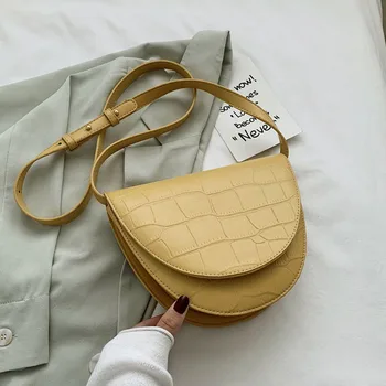 

Solid Color Samll Saddle Bag PU Leather Crossbody Bags For Women 2020 New Female Fashion Wild Shoulder Handbags Lady Travel Bag