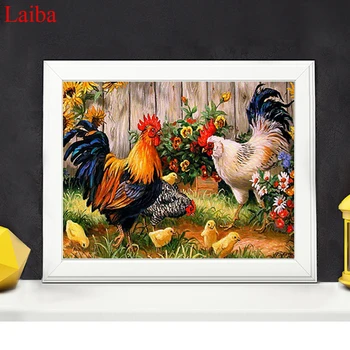 

Decorative Painting Diy Diamond PaintingChickens In The Garden Diamond Embroidery Full Square Drill Rooster Hen artwork