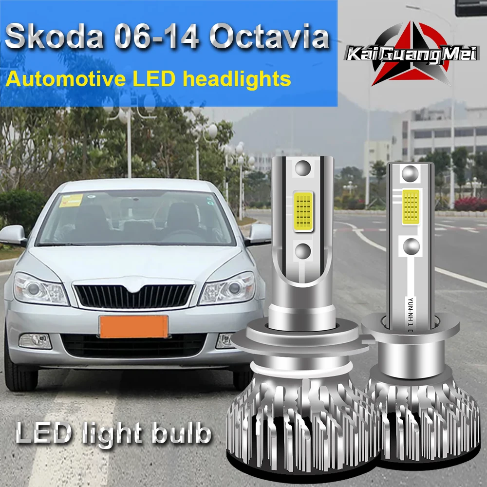 

Skoda 06-14 Octavia Car LED Headlight Bulbs Super Bright High/Low Beam H7 H1 LED Bulb White 6000K 12000LM 100W