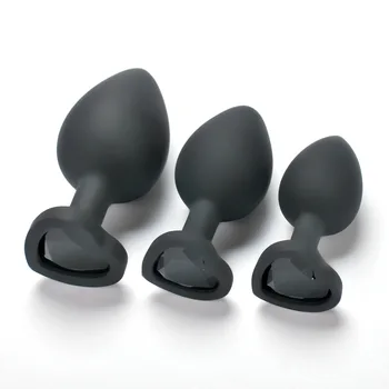 Small Heart-shaped Black Silicone Anal Plug Adult Toys for Men/Women Anal Trainer for Couples Sex Toys Silicone Butt Plug Gay 5