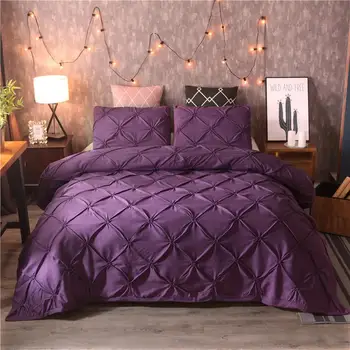 

25 Fashion 2 or 3pcs Bedding Set solid pinch pleated Duvet Cover Sets without sheet 1 Quilt Cover + 1/2 Pillowcases US/EU Size