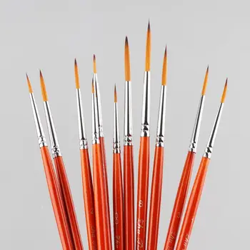

11pcs/set Professional Detail Paint Brush Fine Pointed Tip Miniature Brushes For Acrylic Watercolor Oil Drawing Kits